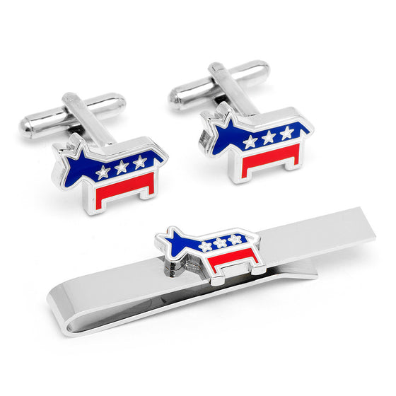 Democrat Cufflinks and Tie Bar Gift Set