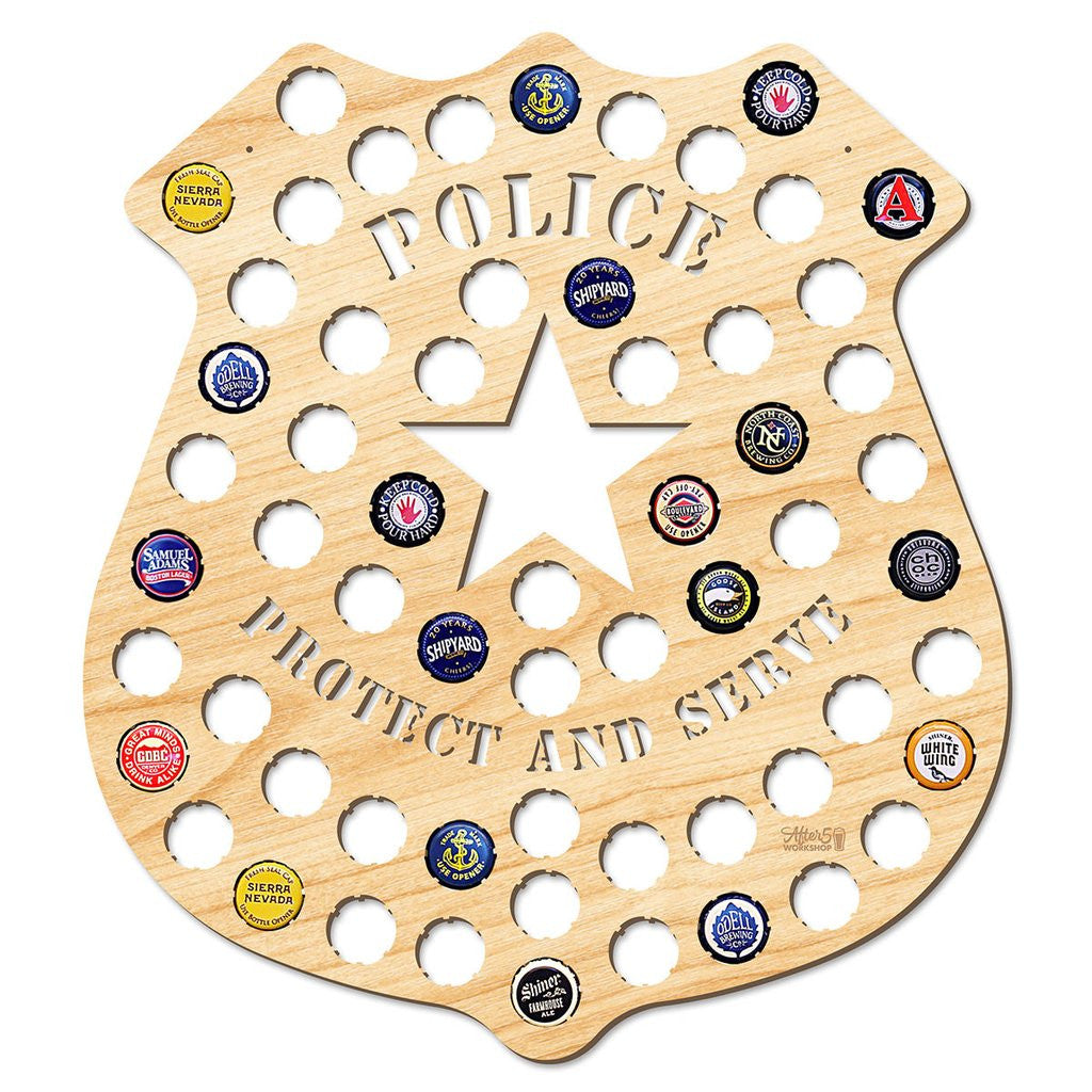 Police Badge Beer Cap Sign - Premier Home & Gifts