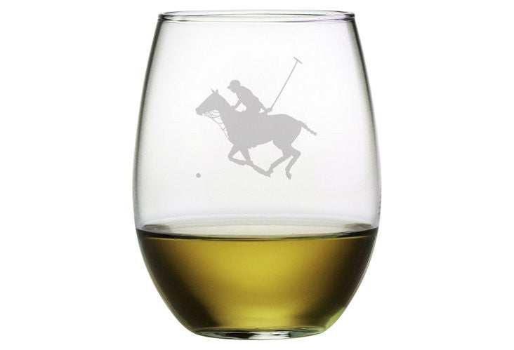 Polo Profile Stemless Wine Glasses ~ Set of 4