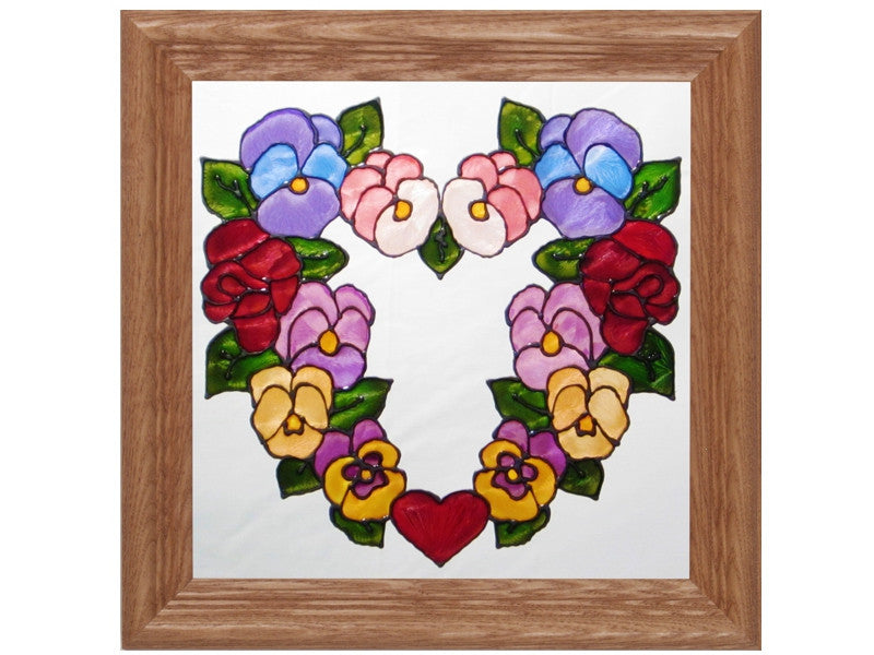 Heart of Flowers Hand Painted Stained Glass Art - Premier Home & Gifts