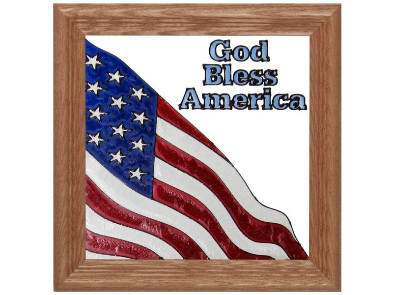 God Bless America Hand Painted Stained Glass Art