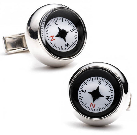 Compass Sterling Silver Cufflinks