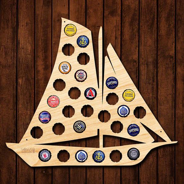 Sailboat Beer Bottle Cap Sign - Lake House Gifts