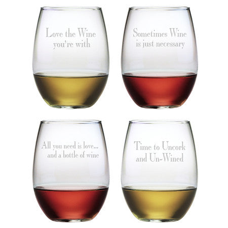 Say It With Wine Stemless Wine Glasses ~ Set of 4