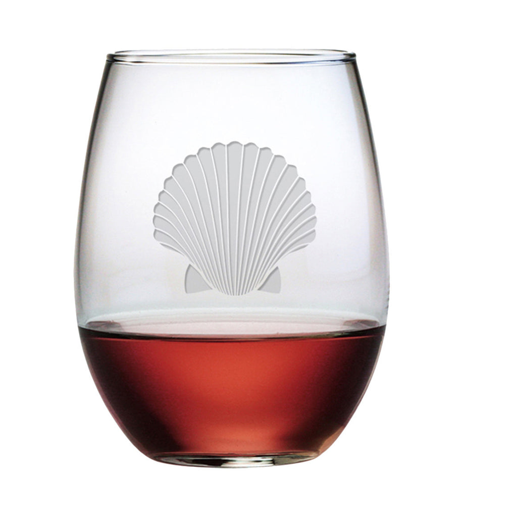 Fan Shell Stemless Wine Glasses