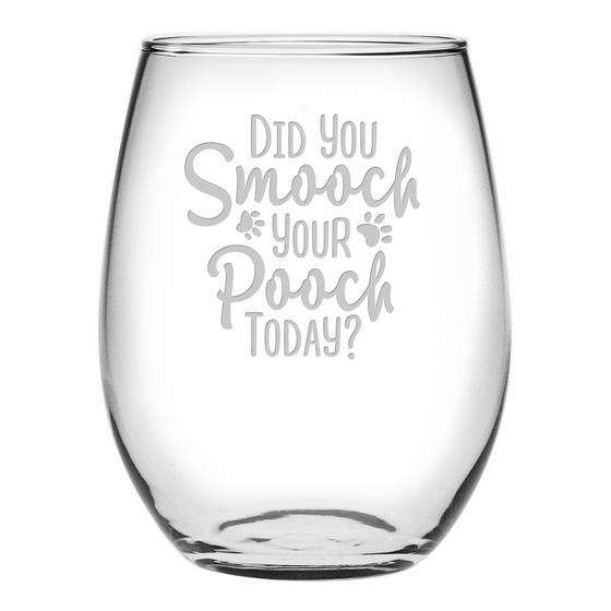 Smooch Your Pooch Stemless Wine Glasses ~ Set of 4