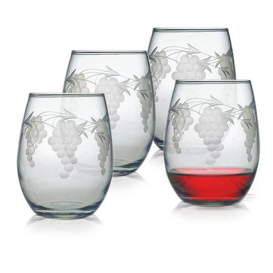 Sonoma Grape Stemless Wine Glasses ~ Set of 4