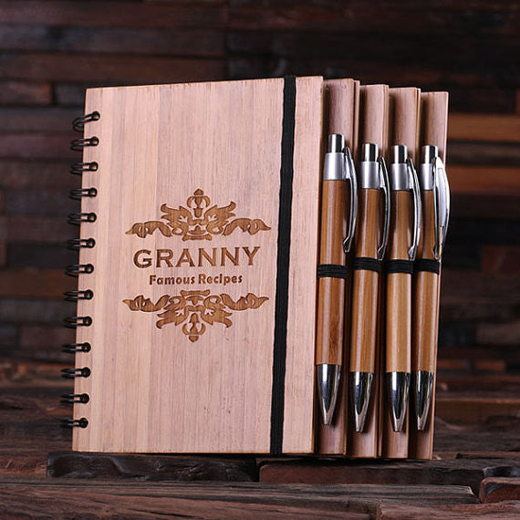 Bamboo Notebook and Pen - Personalized