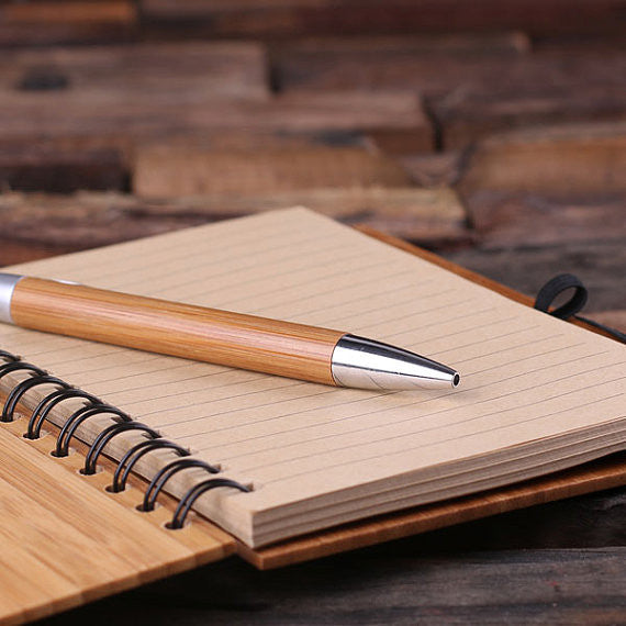 Bamboo Notebook and Pen - Personalized