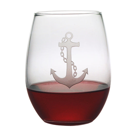 Anchor ~ Stemless Wine Glasses ~ Lake House Gifts