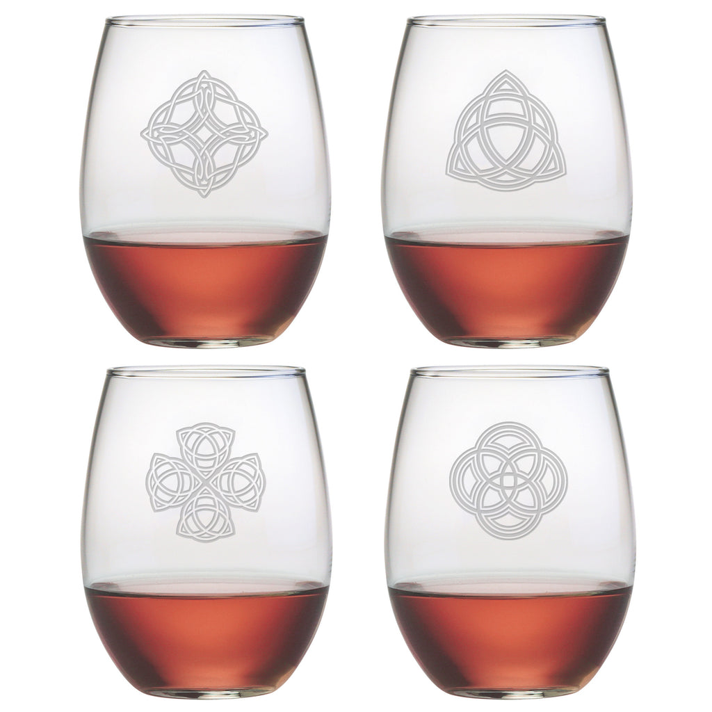 Celtic Knots Stemless Wine Glasses ~ Set of 4