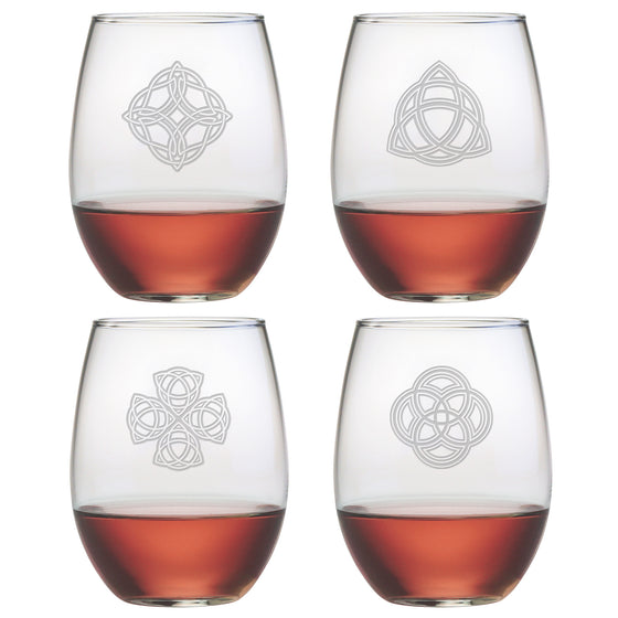 Celtic Knots Stemless Wine Glasses ~ Set of 4
