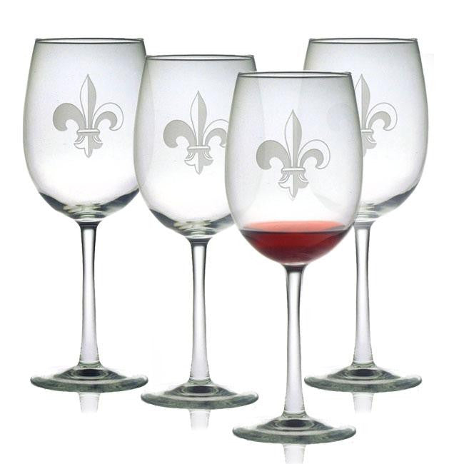 Fleur de Lis Wine Glasses ~ Set of 4