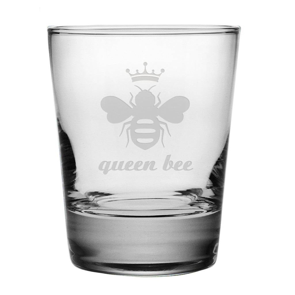 Queen Bee Double Old Fashioned Glasses ~ Set of 4