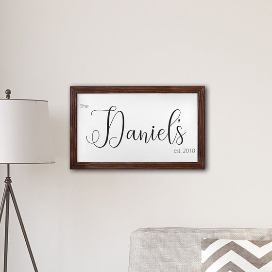 Canvas Sign Personalized Gifts - Last Name - With Frame