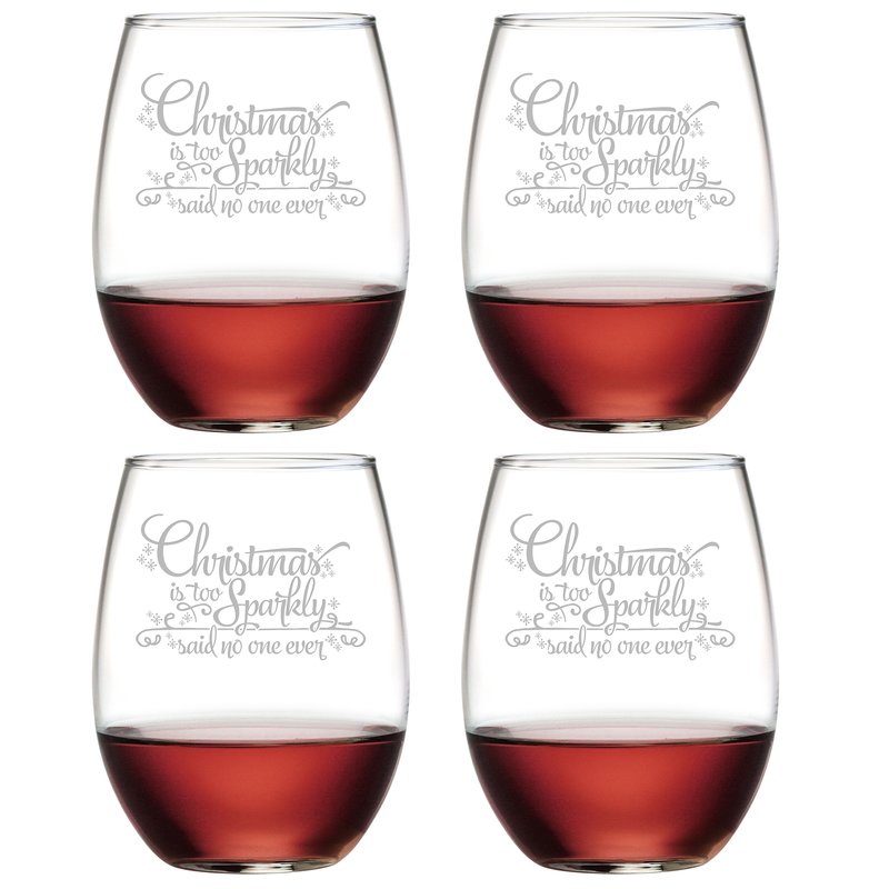 Sparkly Christmas ~ Stemless Wine Glasses | Christmas Gifts