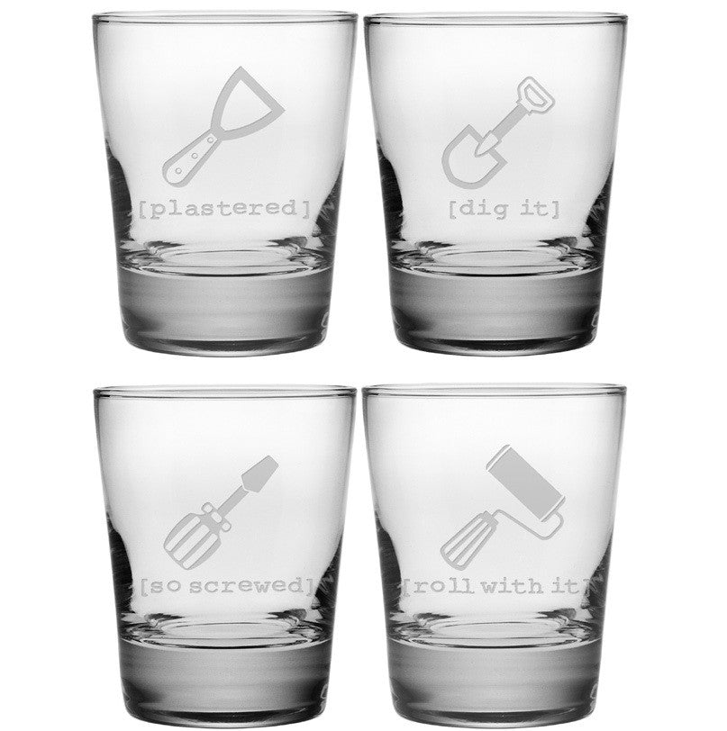 Tool Time Double Old Fashioned Glasses