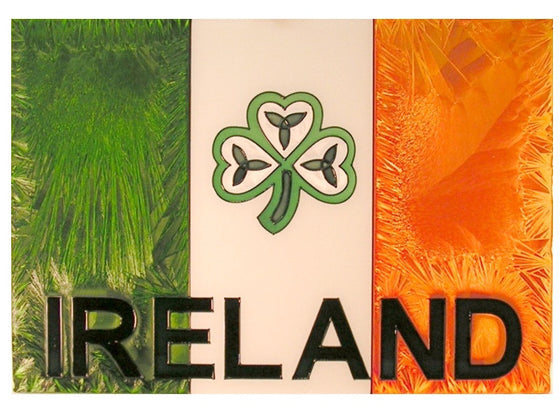 Irish Flag Hand Painted Stained Glass Art