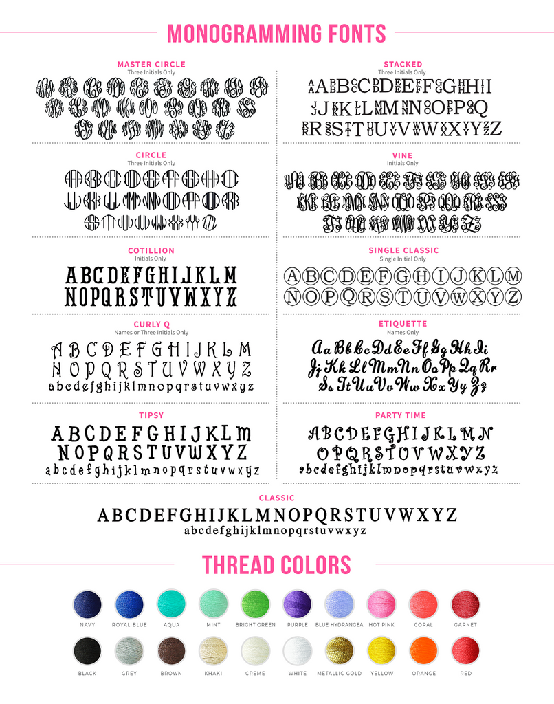 Fonts and Thread Color
