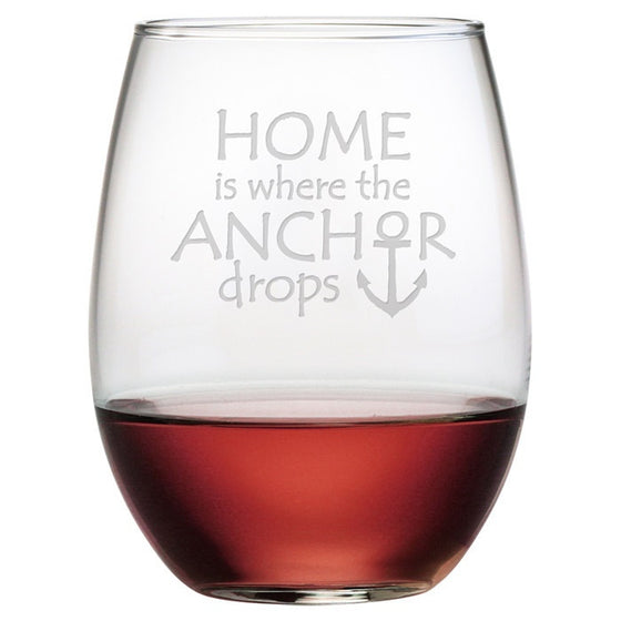 Home is Where the Anchor Drops Stemless Wine Glasses - Premier Home & Gifts