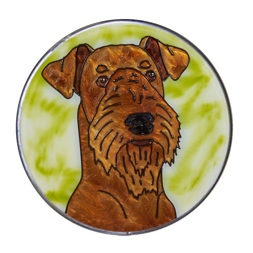 Airedale Hand Painted Stained Glass Art Suncatcher - Gifts for Dog Owners