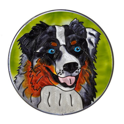 Australian Shepherd Hand Painted Stained Glass Art Suncatcher - Australian Shepherd Gifts