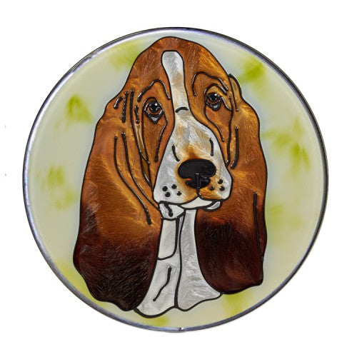 Basset Hound Hand Painted Stained Glass Art Suncatcher - Gifts for Basset Hound Owners