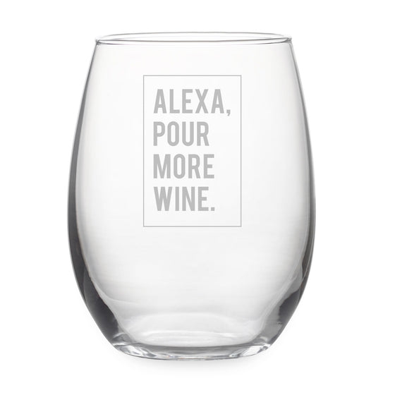 Alexa Pour More Stemless Wine Glasses