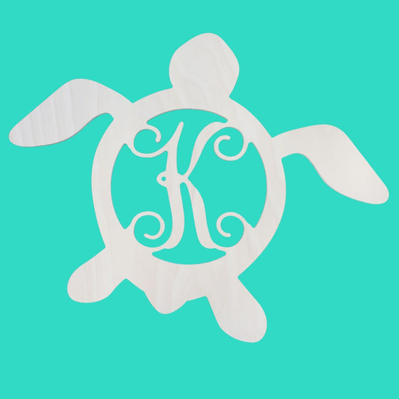 Sea Turtle Initial Wood Monogram - Beach House Decor