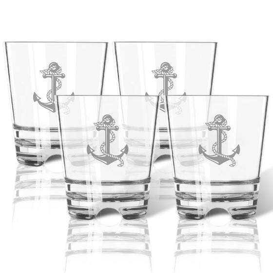 Ship's Anchor Double Old Fashioned Outdoor Acrylic Glasses