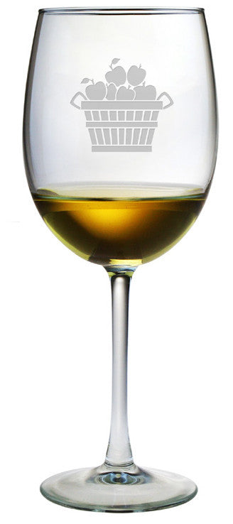 Apple Basket Wine Glasses ~ Set of 4