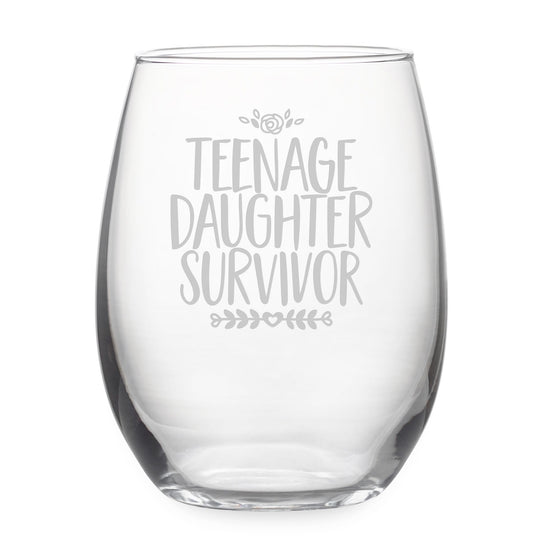 Teenage Daughter Stemless Wine Glasses
