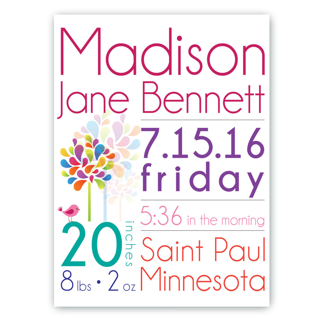 Baby Girl Announcement Canvas Sign ~ Personalized
