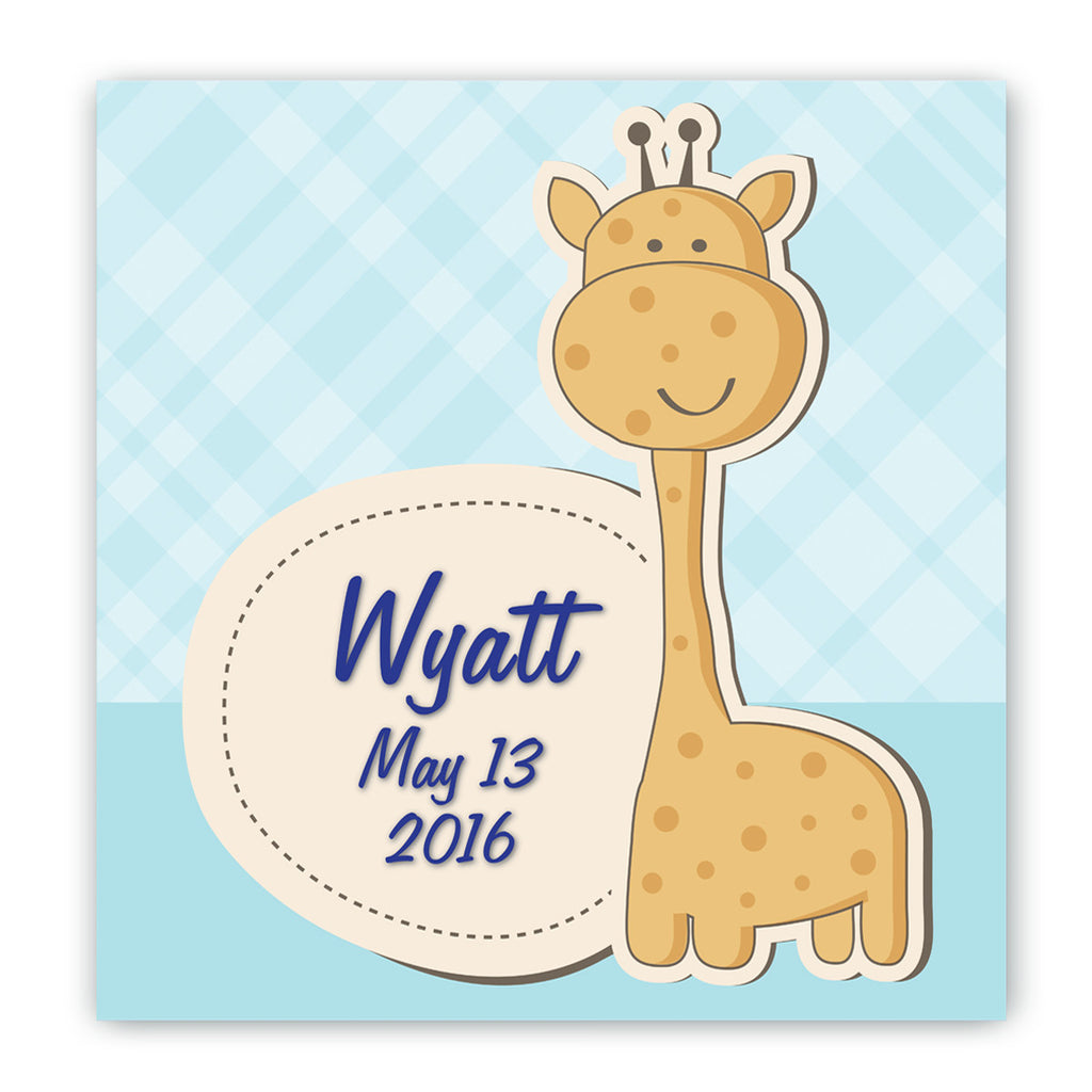 Giraffe Nursery Canvas Sign - Blue | Premier Home & Gifts