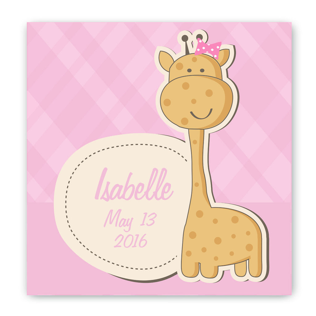 Giraffe Nursery Canvas Sign - Pink