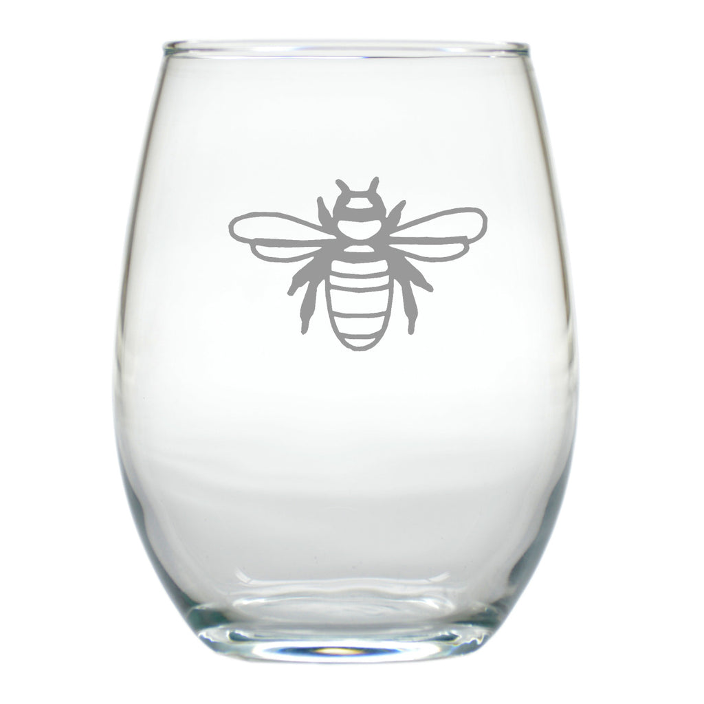 Bee Stemless Wine Glasses ~ Set of 4