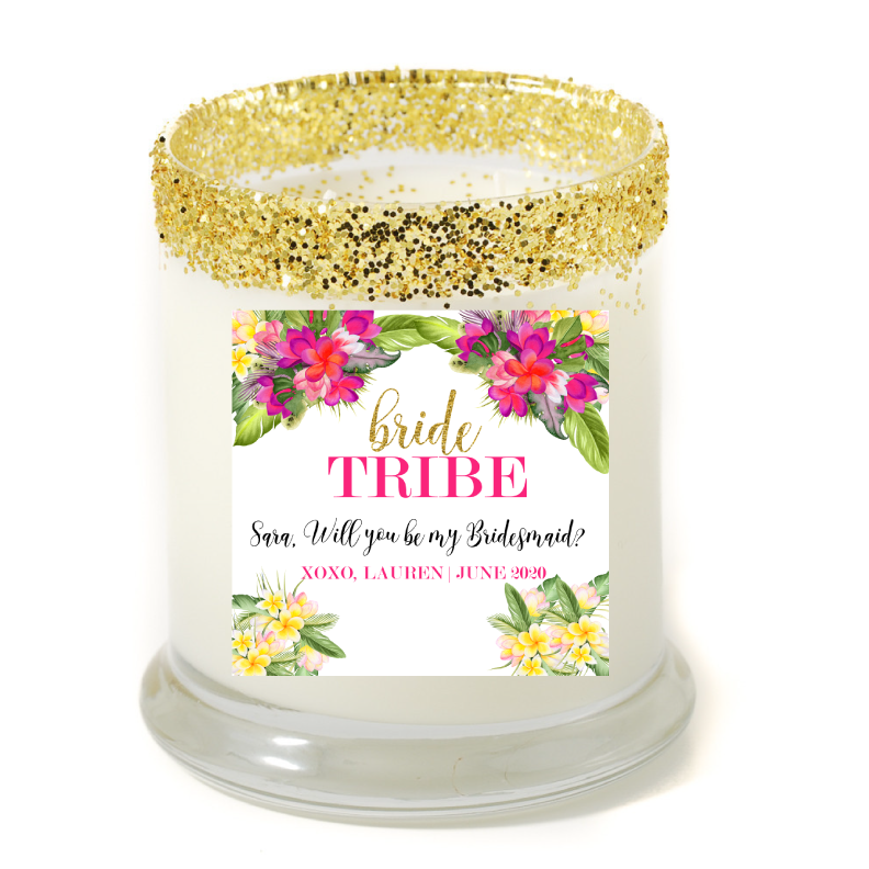 Bride Tribe Hibiscus Personalized Candle - Bridesmaid Gifts - Premier Home & Gifts