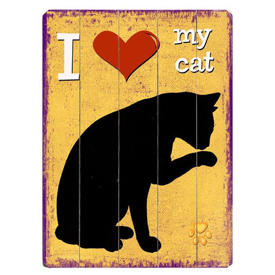 I Heart My Cat Wood Sign