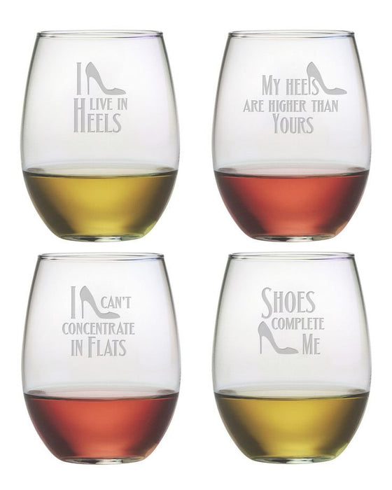 Shoe Quotes Stemless Wine Glasses - Premier Home & Gifts