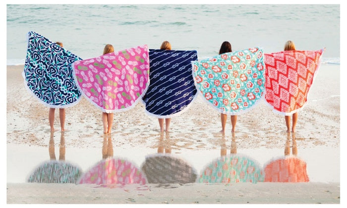 Tide Pool Round Beach Towel - Monogrammed Gifts