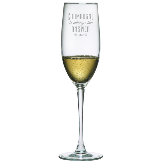 Champagne is Always the Answer Champagne Glasses ~ Set of 4 - Premier Home & Gifts
