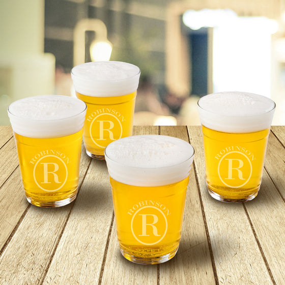 Beer Cup Set - Circle Monogram