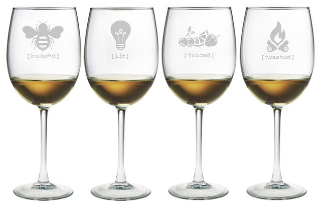 Tipsy Names Wine Glasses ~ Set of 4