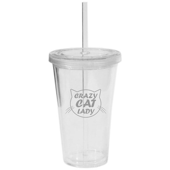 Crazy Cat Lady Tumbler with Straw
