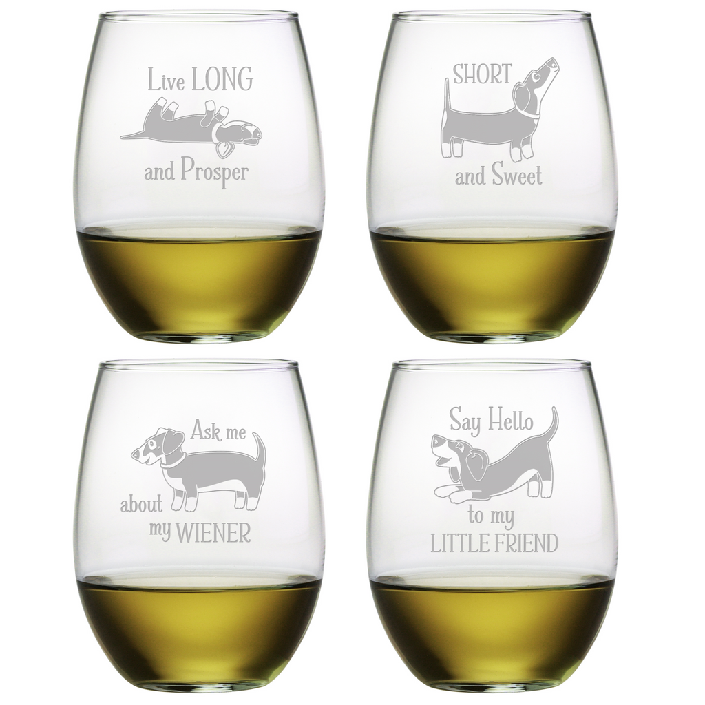 Dachshund Assortment Stemless Wine Glasses