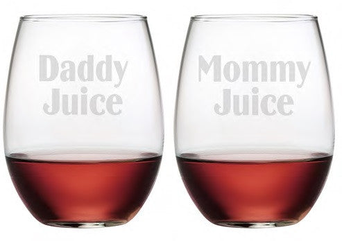 Mom Juice Wine Glasses on