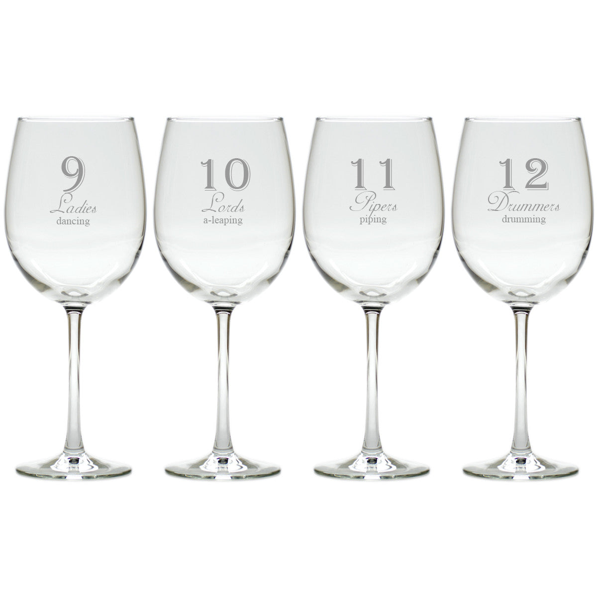 12 Days of Christmas Wine Glasses