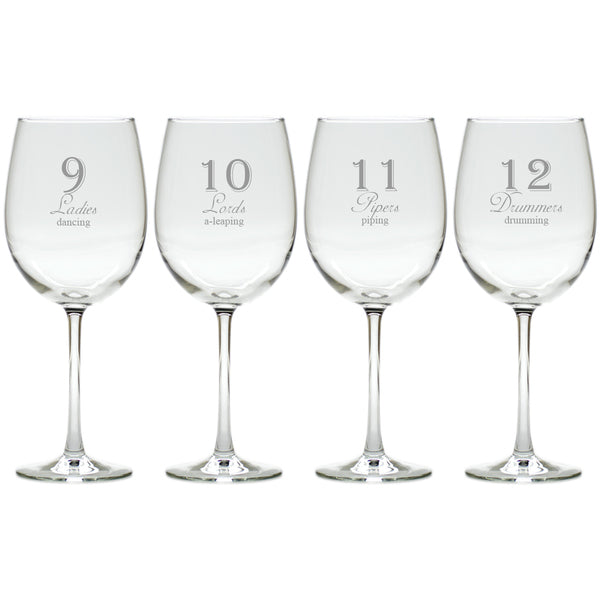 12 Days of Christmas Wine Glasses