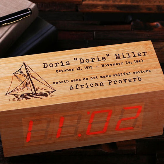 Digital Rectangle Wood Clock - Personalized