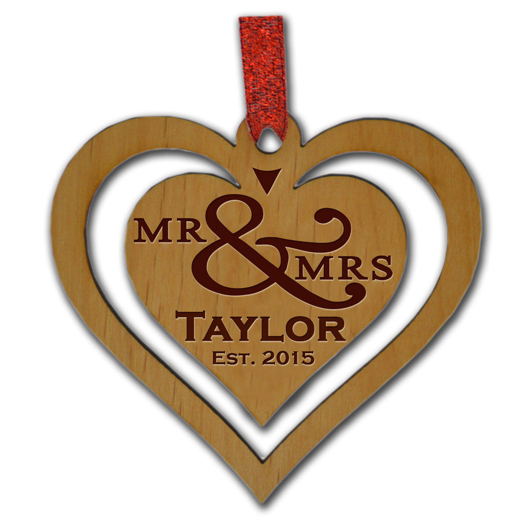 Mr. & Mrs. Wood Ornament